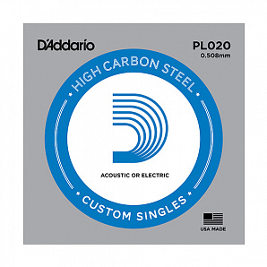 PL020 Plain Steel    , , .020, D'Addario