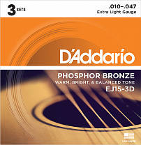 EJ15-3D PHOSPHOR BRONZE   3 .    .  Extra Light 10-47 D`Addario