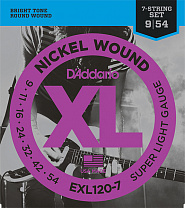 EXL120-7 XL NICKEL WOUND   7-  Super Light 7-String 9-52 D`Addario