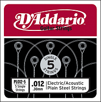 PL012-5 Plain Steel      012, 5, D`Addario 