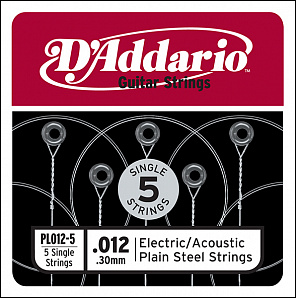 PL012-5 Plain Steel      012, 5, D`Addario 