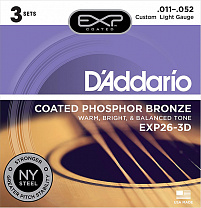 EXP26-3D Coated Phosphor Bronze    , C.Light, 11-52, 3 , D'Addario