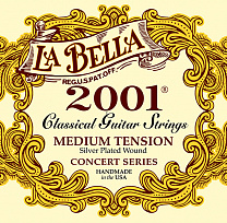 2001M Medium Комплект струн для классической гитары, среднее натяжение, посеребренные, La Bella