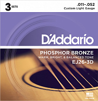 EJ26-3D Phosphor Bronze    , Custom Light, 11-52, 3 , D'Addario