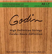 008995 A6 LT Комплект струн для акустической гитары, фосфорная бронза, 12-53, Godin
